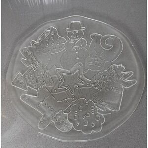 Vintage Pilgrim Clear Glass 13" Christmas Holiday Party Platter Original Box EUC